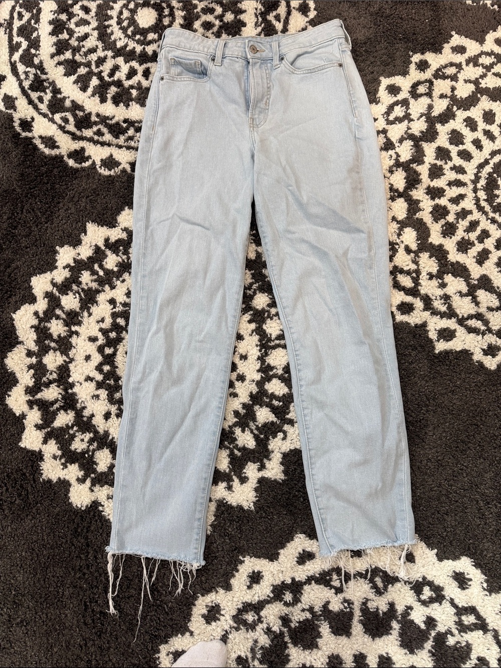 old navy OG ankle Women's High-Rise Straight Jeans light wash 4 tall